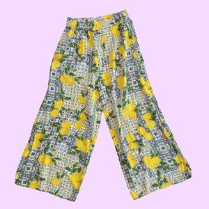 Primark Yellow Lemon Tile-Print Wide Leg Pants